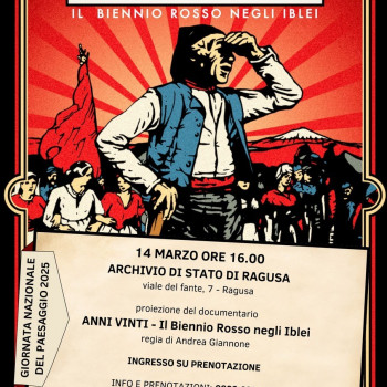 Locandina della proiezione del documentario Anni Vinti - Il Biennio Rosso negli Iblei